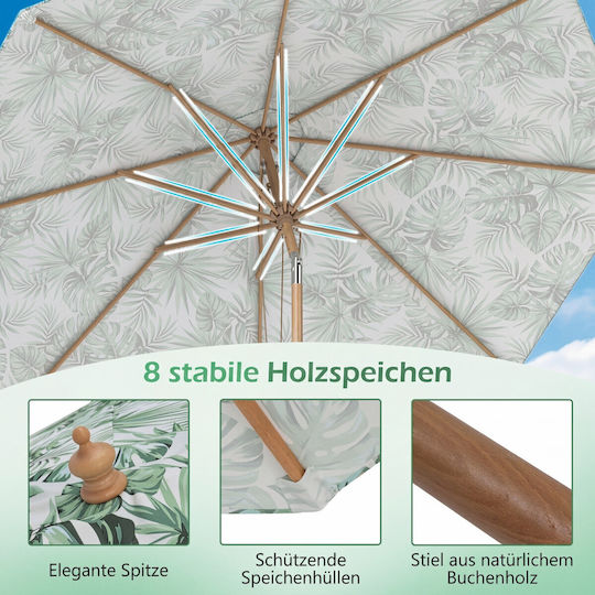 Umbrelă Rotundă Din Lemn Verde Φ2.7xÎ2.7m