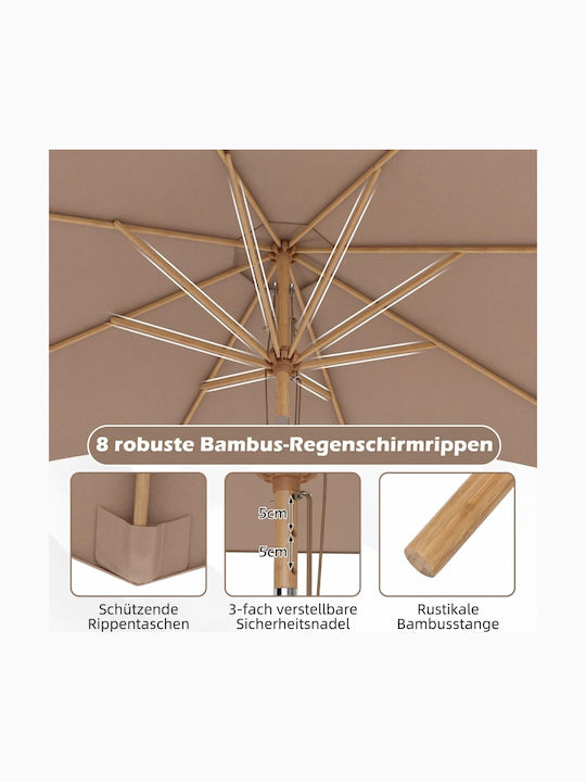 Garten- und Terrassen-Sonnenschirm Boden Rundschreiben Holz Khaki mit Basis NP12796CF