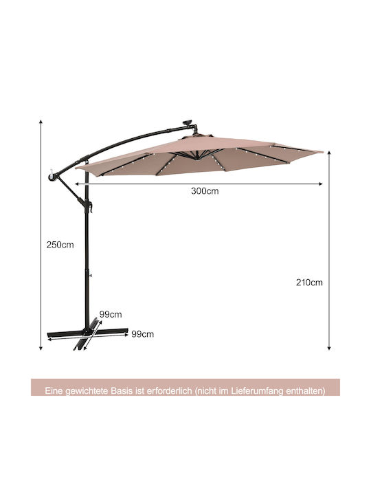 Garten- und Terrassen-Sonnenschirm Rundschreiben Metall Braune mit Basis und LEDs Durchmesser 3m NP11556CF