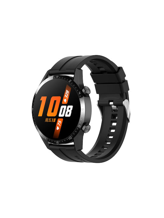 Curea Silicon Neagră (Galaxy Watch 46mm / Gear S3 Apple Watch 44/45/46mm/Ultra 49mm Huawei Watch GT/GT Pro 2/3/4/5 / Ultimate 46mm Honor GS Pro)