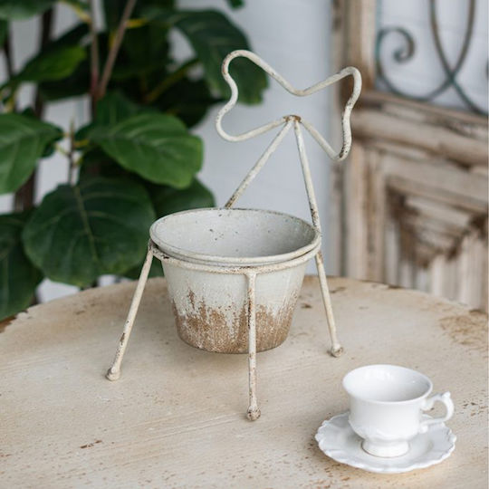 Artekko Vază Pentru Plante Metalică Albă 16.5x16.5x27cm