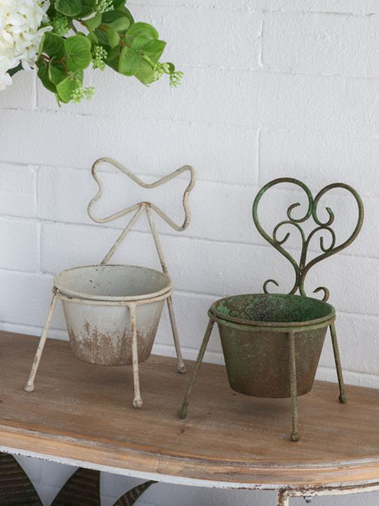 Artekko Metal Plant Pot White 16.5x16.5x27cm