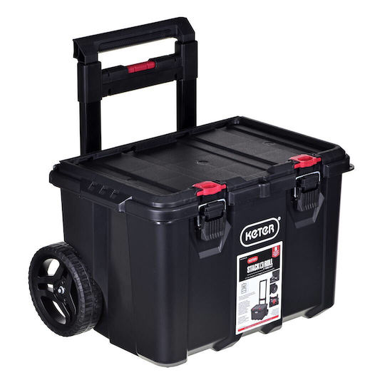 Keter Stack"N"Roll Tool Storage Plastic Wheeled Box W41.1xD55.5xH52.5cm 301416