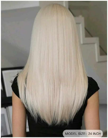 Women's Wig Blonde Platinum Bangs High Quality Synthetic 24 Inches
