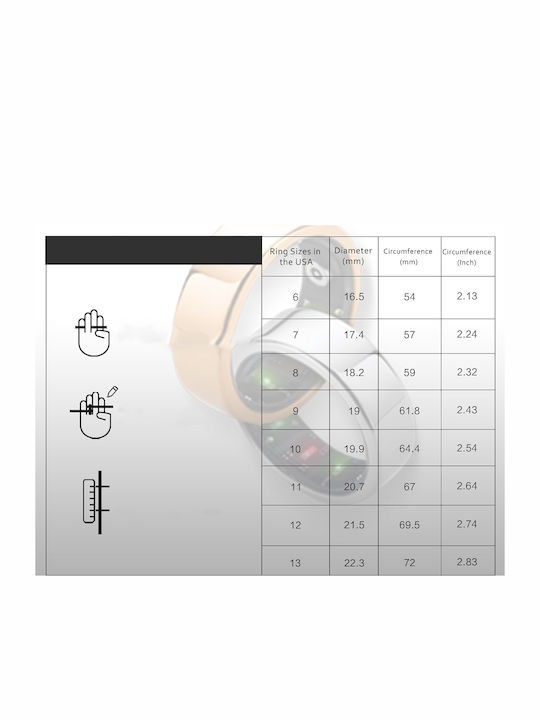 Amovan Smart Ring 17.3mm Αδιάβροχο με Παλμογράφο Μαύρο