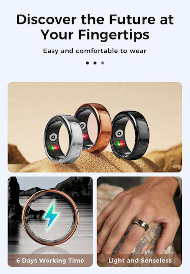 Kyklō Smart Ring 16.5mm Αδιάβροχο με Παλμογράφο Χρυσό