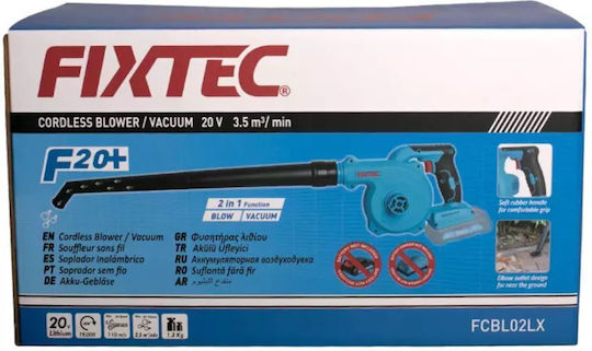 FixTec Handheld Leaf Blower / Vacuum 20V with 1 Battery 2Ah & Maximum Air Speed 396km/h