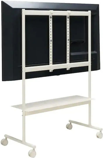 Tv Stand Wheels Shelf Pedestal Rover Cream