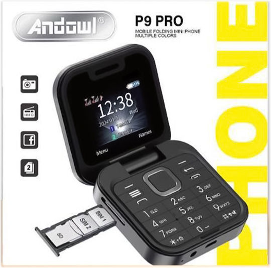 Andowl P9 Pro Dual SIM Κινητό με Κουμπιά (Αγγλικά) Μαύρο