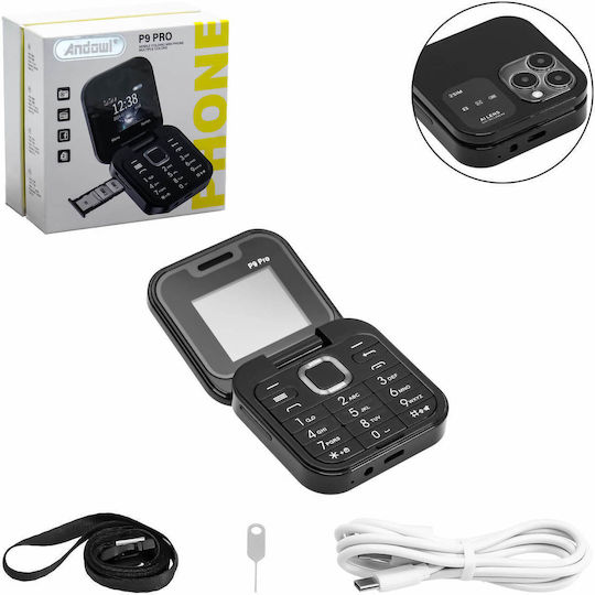 Andowl P9 Pro Dual SIM Κινητό με Κουμπιά (Αγγλικά) Μαύρο