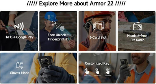 Ulefone Armor 22 Dual SIM (8/128GB) Ανθεκτικό Smartphone Μαύρο