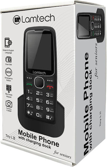 Lamtech Tiny L II with Dock Dual SIM Κινητό με Μεγάλα Κουμπιά Μαύρο