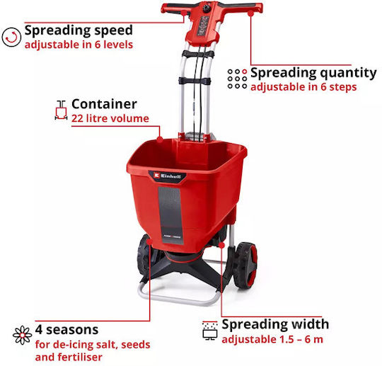 Einhell 3415430 Wheeled Seed/Fertilizer Distributor Battery with Capacity 22lt