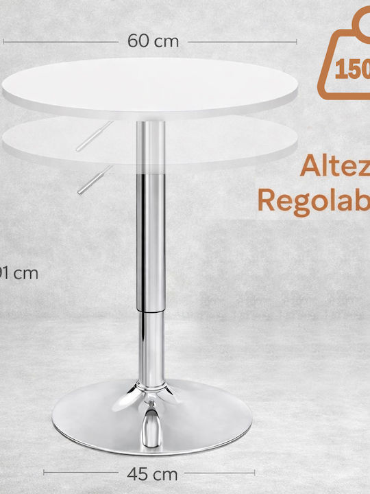 Round Wooden Bar Table with Metal Frame White 60x60cm