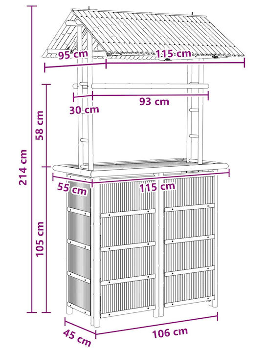 Masa Bar din Bambus 115x95 cm