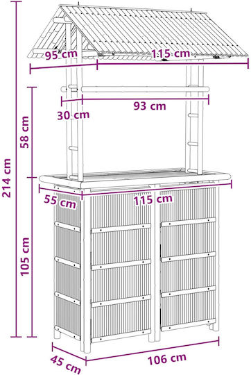 Bar-Tisch aus Bambus 115x95cm