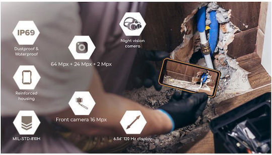 Hammer Iron 6 Dual SIM (8/256GB) Устойчив Смартфон Оранжев