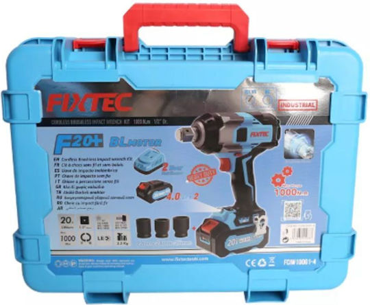 FixTec FCIW10001-4 Brushless Battery Impact Wrench 20V 2x4Ah with 1/2" Bit Size