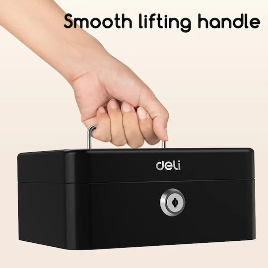 Deli Cash Box with Lock ET500 Black
