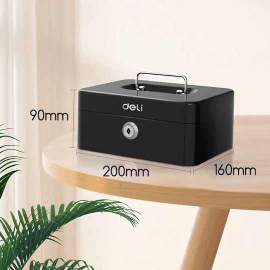 Deli Cash Box with Lock ET500 Black