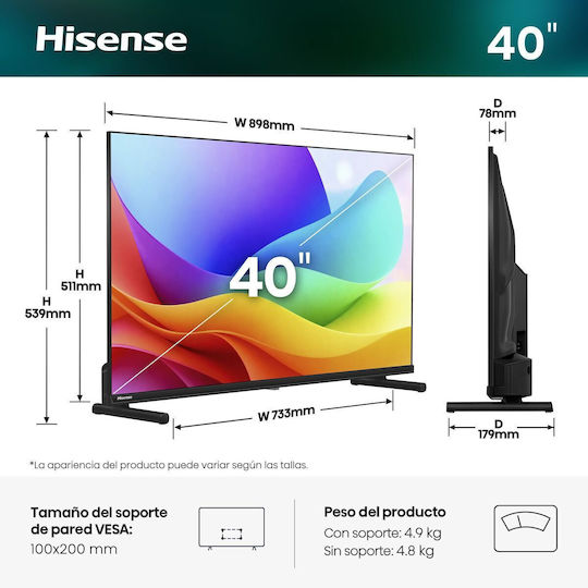 Hisense Смарт Телевизор 40" Full HD QLED A5S HDR (2026) 40A5S