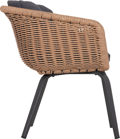 Gartenstühle Aluminium Wicker Grau mit Kissen 60x62x76cm