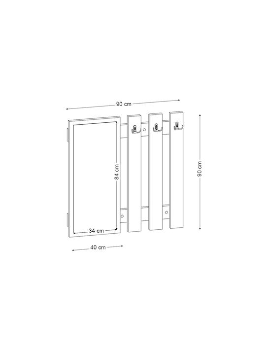 Megapap Wall Hanger Folin Wooden White 90x4cm
