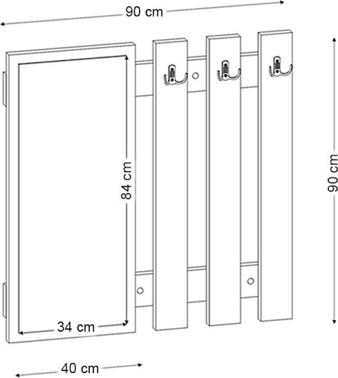 Megapap Wall Hanger Folin Wooden Black 90x4cm