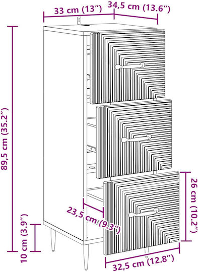 Sertar De Depozitare Metalic L33xLăț34.5xÎ89.5cm
