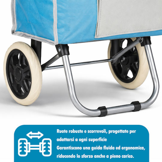 Metallisches Einkaufswagen Blau 35x30x90cm