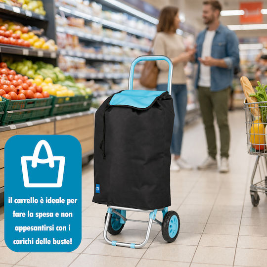 Metallic Shopping Trolley Blue 36x30x90cm