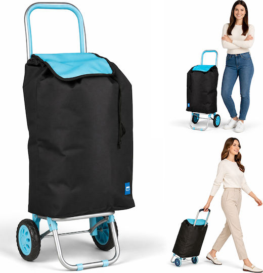 Metallic Shopping Trolley Blue 36x30x90cm