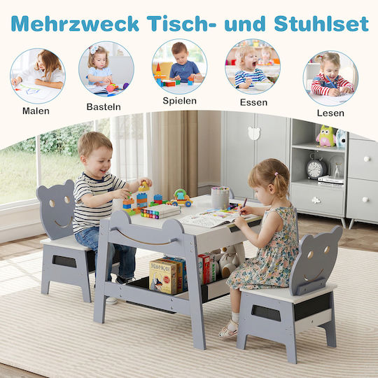 Kids Table Set with Chairs for Painting Gray Costway