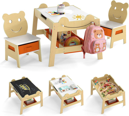 Kids Table Set with Chairs for Painting Beige Costway