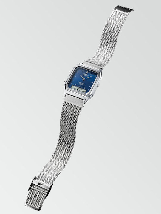 Casio Digital Men's Watch 30mm Battery With Silver Metal Bracelet