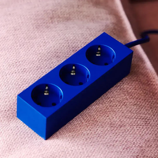 Pedestal Power Strip 3 Sockets with 5m Cable Blue