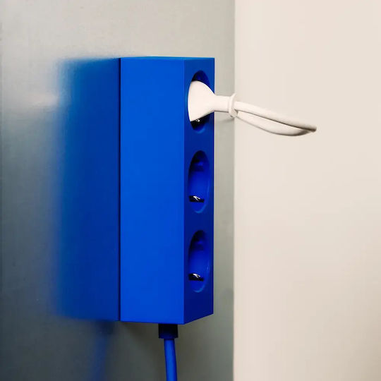 Pedestal Power Strip 3 Sockets with 5m Cable Blue