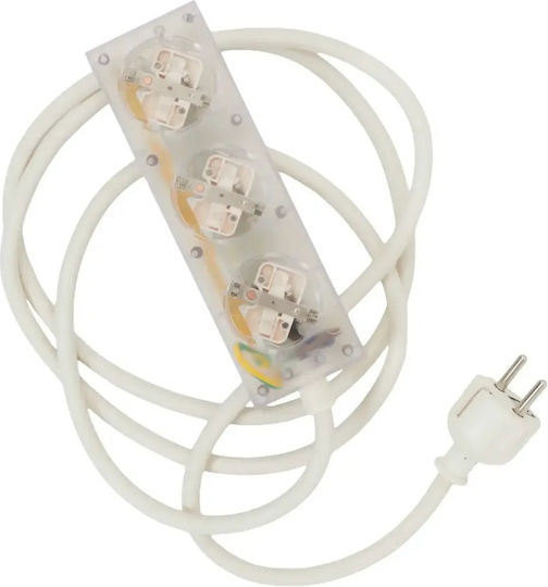 Pedestal Steckdosenleiste 3 Steckdosen mit Kabel 2m Transparent