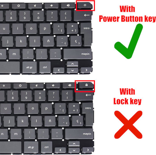 Испанска Клавиатура За Лаптоп Hp Chromebook X360 11-ae 11-ae010nr 11-ae020nr 921809-001 921809-251 921809-171 921809-dh1 Power Key Es Без Рамка Сива Код 41420esgraytype2