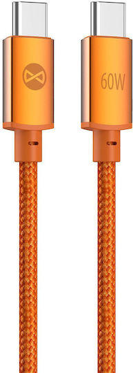 Forever USB 2.0 Cable USB-C male - USB-C 60W PD Πορτοκαλί 1m