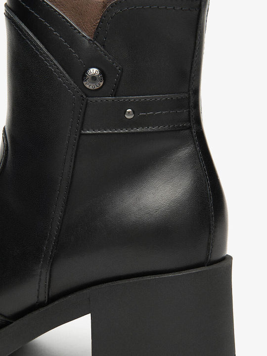 Leder Damen Stiefeletten Ankle Boots Schwarz