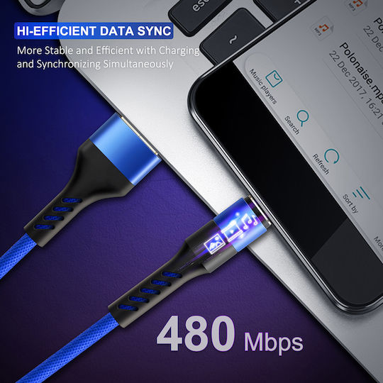 Cabletime Braided USB 2.0 to micro USB Cable Κόκκινο 1m CT-C165-P05-R1 1τμχ