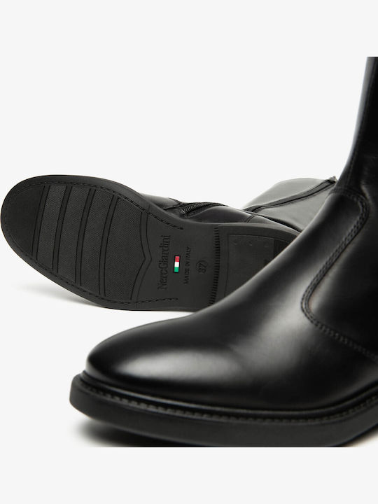 Cizme Dama din Piele cu Elastic Negre