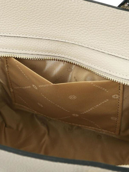 Beige Leather Women's Shoulder Bag