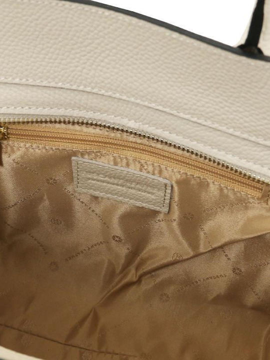 Beige Leather Women's Shoulder Bag