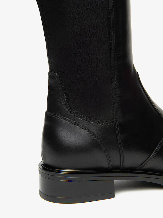 Cizme Dama din Piele cu Elastic Negre
