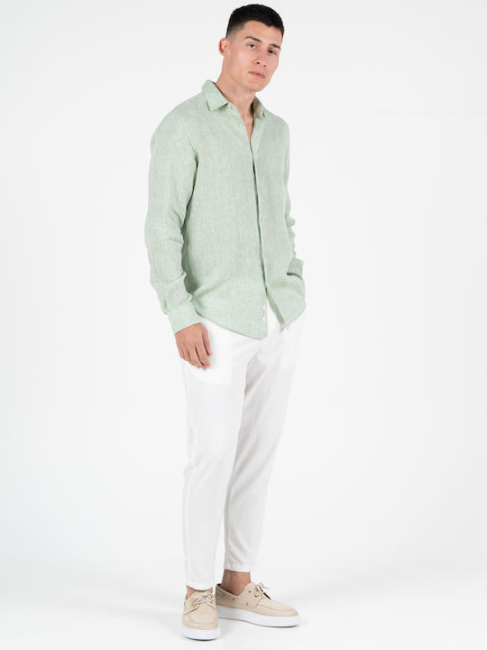 Long Sleeve Linen Shirt Green