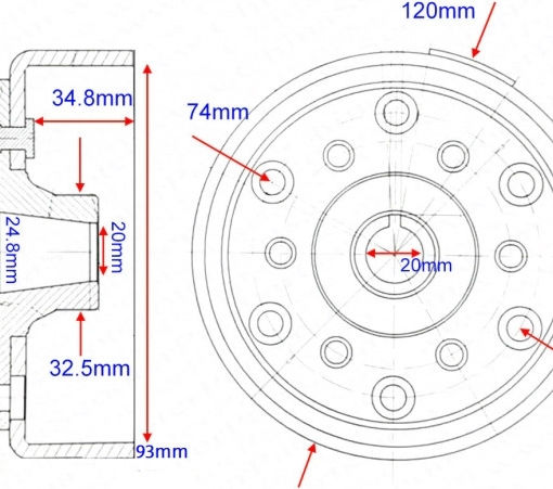 Volant Atv Linhai 300cc Diametru Interior 93mm