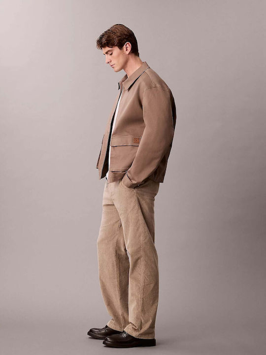 Men's Chino Elastic Relaxed Fit Brown Trousers