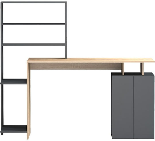 Computer Büro Meza Holz mit Integriertes Bücherregal Sonoma-Anthrazit 146.3x55x128.8cm